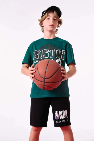 Defacto C0389 Yeşil Erkek Çocuk NBA Boston Celtics Bisiklet Yaka Kısa Kollu Tişört ürün görseli 1
