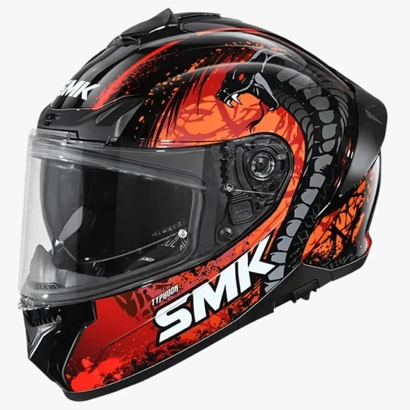 SMK TYPHOON REPTİLE SİYAH-GRİ-KIRMIZI DRAGON KAPALI KASK (GÜNEŞ VİZÖRLÜ) ürün görseli 1