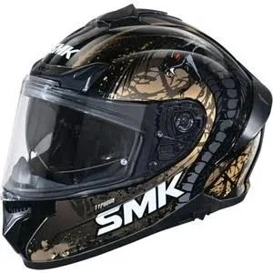 SMK TYPHOON REPTİLE SİYAH-GOLD DRAGON KAPALI KASK (GÜNEŞ VİZÖRLÜ) ürün görseli 1
