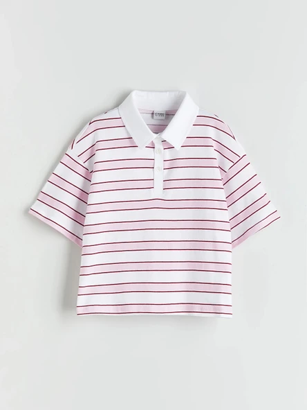 LCW Kids Karişik Polo Yaka Kız Çocuk Crop Tişört ürün görseli 1
