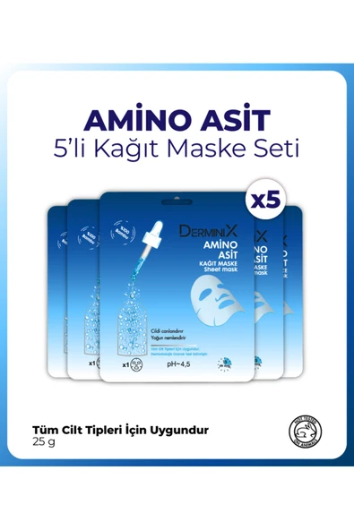 5'li Amino Asit Nemlendirici Ve Sıkılaştırıcı Yüz Kağıt Maskesi ürün görseli 1