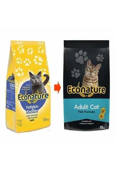 Econature Plus  Econature Plus Balıklı Yetişkin Kedi Maması 15 Kg ürün görseli 1
