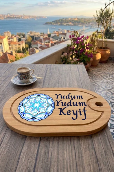 Kahve Keyfi Temalı Afilli Kahve Sunum Tablası (Figür 10) ürün görseli 1