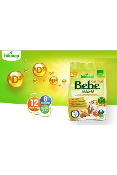 Hünnap Keçi Sütlü Bebe Bisküvisi 400 Gr - Resim 2