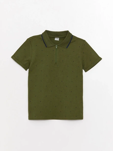 LCW Kids Yeşil Polo Yaka Baskılı Kısa Kollu Erkek Çocuk Tişört ürün görseli 1