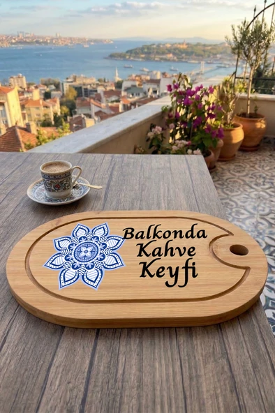 Kahve Keyfi Temalı Afilli Kahve Sunum Tablası (Figür 9) ürün görseli 1