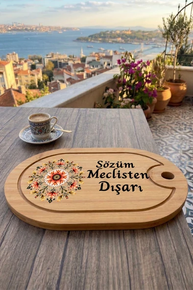 Kahve Keyfi Temalı Afilli Kahve Sunum Tablası (Figür 13) ürün görseli 1