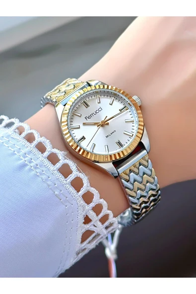 Milano Yeşil Kadran Gold Metal Kordon Kadın Kol Saati  Gümüş Altın ürün görseli 1
