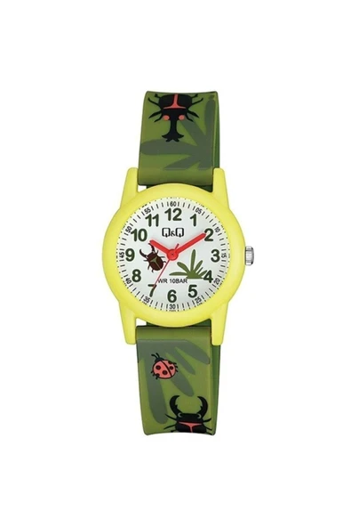 Çocuk Unisex Pembe Mor Puantiye Desenli Su Geçirmez Kol Saati  Yeşil ürün görseli 1