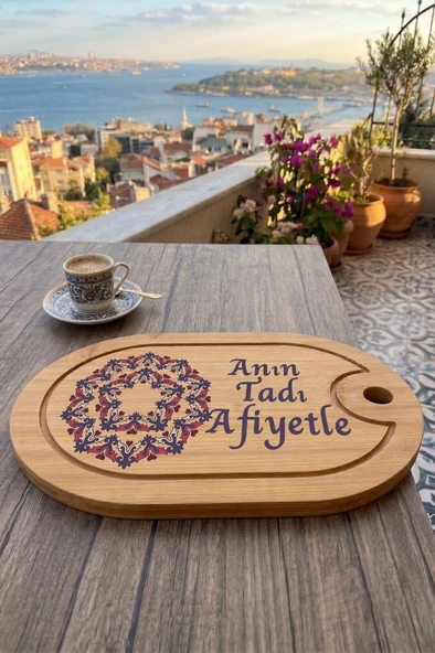 Kahve Keyfi Temalı Afilli Kahve Sunum Tablası (Figür 11) ürün görseli 1