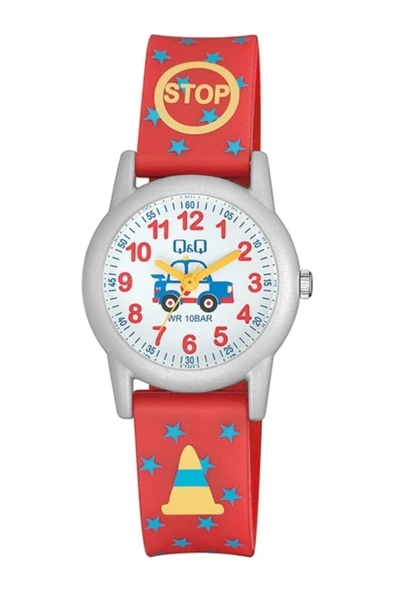 Çocuk Unisex Pembe Mor Puantiye Desenli Su Geçirmez Kol Saati  Koyu Kırmızı ürün görseli 1