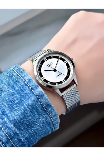 Hasır Kordon Gümüş Renk Minimal Kadın Kol Saati ürün görseli 1