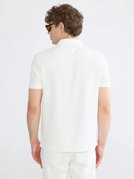 XSIDE Ekru Polo Yaka Erkek Tişört - Resim 4