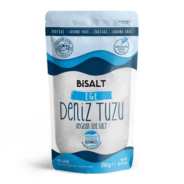 Bisalt Ege Deniz Tuzu 250 gr İnce & İyotsuz ürün görseli 1
