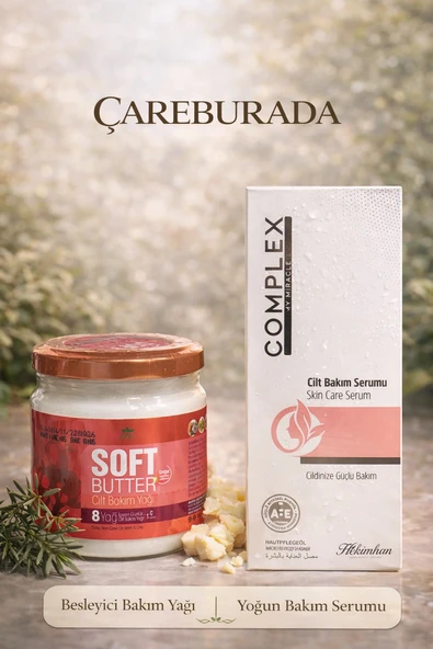 ÇareBurada Soft Butter Cilt Bakım Yağı 190 ml. & Complex Cilt Bakım Serumu 125 ml. Cilt Bakım Seti ürün görseli 1