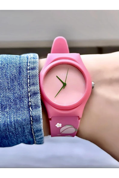 Unisex Su Geçirmez Plastik Kordon Kol Saati  Pembe ürün görseli 1