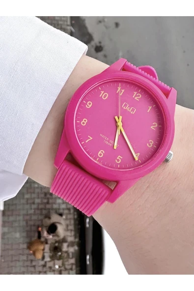 Kadın Su Geçirmez Plastik Kordon Kol Saatİ  Pembe ürün görseli 1