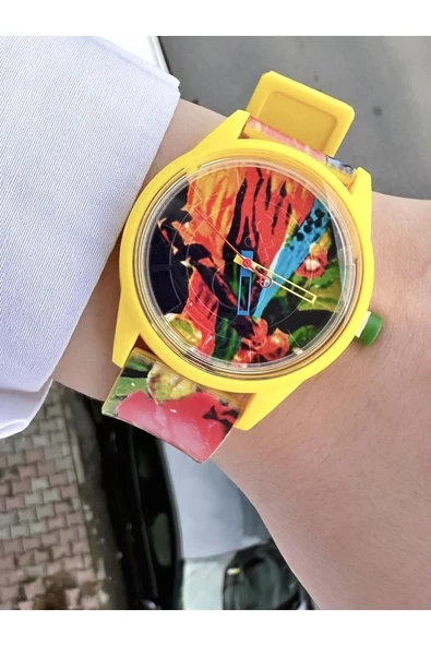 Unisex Su Geçirmez Plastik Kordon Kol Saati  Sarı ürün görseli 1