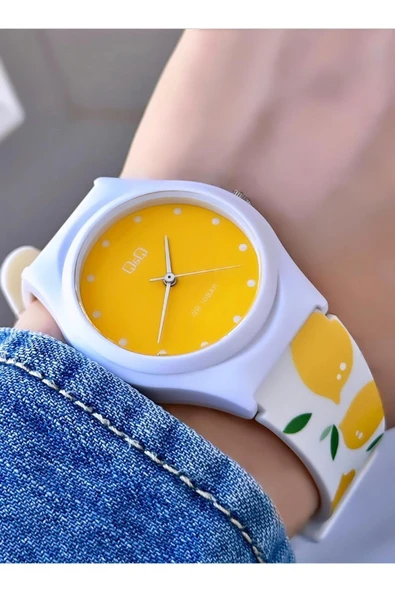 Unisex Su Geçirmez Plastik Kordon Kol Saati  Sarı Beyaz ürün görseli 1