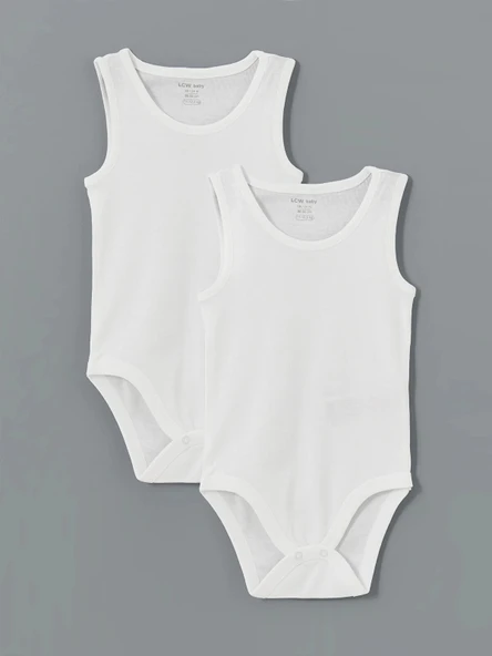 LCW baby Ekru Organik Kumaş Kız Bebek Çıtçıtlı Bodysuit 2'li ürün görseli 1
