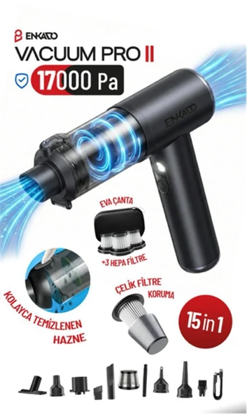 Enkado EKD-SP10 17000PA 2000ah Güçlü Vakum Ve Üflemeli Şarjlı Elektrikli Araç Süpürgesi 3ad Filtre ürün görseli 1