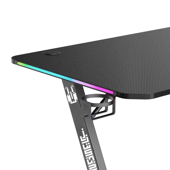 VIYERO ARMOR GD-12002E-2-BLK Z AYAK RGB KARBON FIBER E-SPOR OYUNCU MASASI - Resim 4