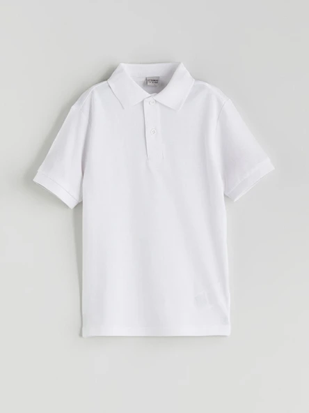 LCW Kids Beyaz Polo Yaka Kısa Kollu Basic Erkek Çocuk Tişört ürün görseli 1