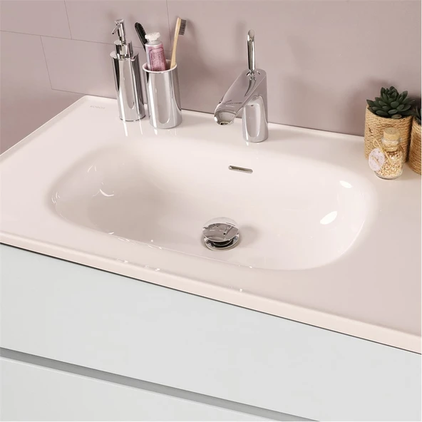 Kobos Simple 60 cm Çekmeceli Banyo Dolabı Seti Bianco - Resim 5