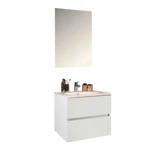 Kobos Simple 60 cm Çekmeceli Banyo Dolabı Seti Bianco ürün görseli 1