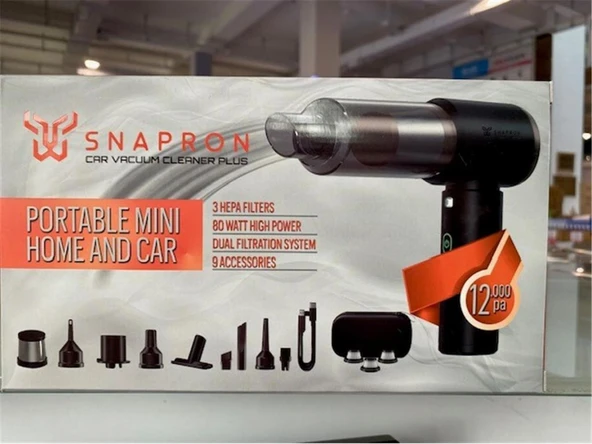 Snapron SNV-3002 12000PA 2000Mah 9in1 Güçlü Vakum Ve Üflemeli Şarjlı Katlanabilir Araç Süpürgesi ürün görseli 1