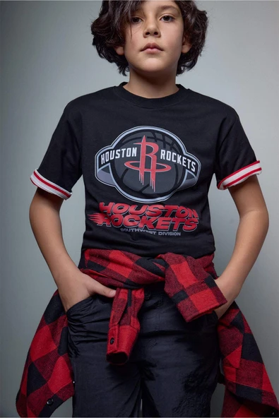 PTTAVM: Defacto G7619A8BK81 Siyah NBA Houston Rockets Tişört Erkek