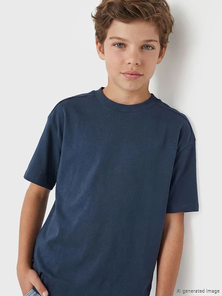 LCW Kids Lacivert Bisiklet Yaka Erkek Çocuk Tişört ürün görseli 1