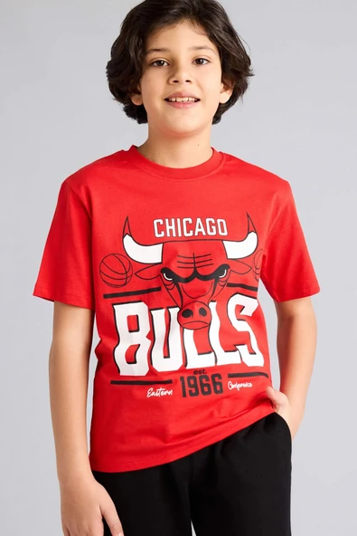 Defacto G7615A8RD135 Kırmızı NBA Chıcago Bulls Tişört Erkek Çocuk ürün görseli 1