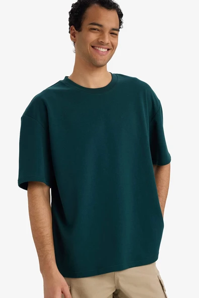 Defacto X3926AZGN465 Yeşil Nefes Alabilen Oversize Tişört ürün görseli 1