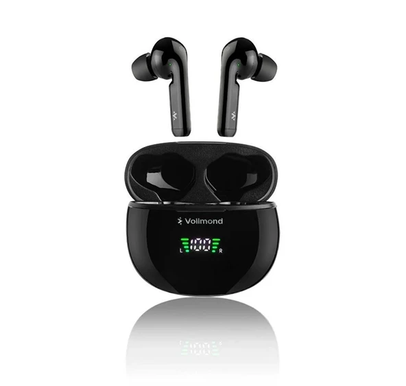 VOLLMOND EARBUDS VL101PRO IOS/ANDROID UYUMLU GÜRÜLTÜ ENGELLEYİCİ TWS BLUETOOTH KULAK İÇİ KULAKLIK SİYAH ürün görseli 1