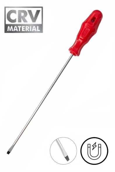BAY-TEC MK4469 5x300 mm MIknatıslı Düz Şiş Tornavida | Uzun Gövde CRV Çelik Profesyonel Tornavida ürün görseli 1