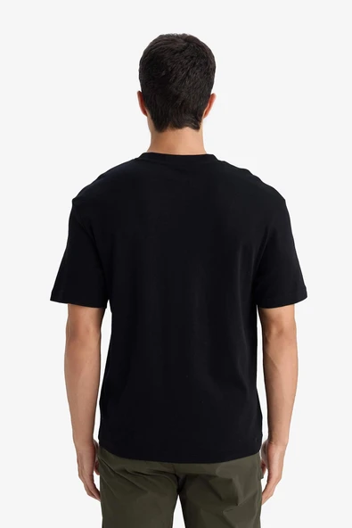 Defacto E7961AXBK81 Siyah REGULAR FIT %100 Pamuk Basic Tişört - Resim 5