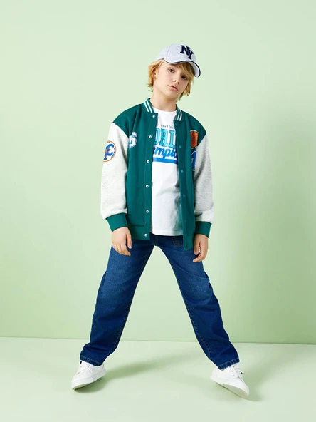 LCW Kids Beyaz Bisiklet Yaka Baskılı Kısa Kollu Erkek Çocuk Tişört ürün görseli 1