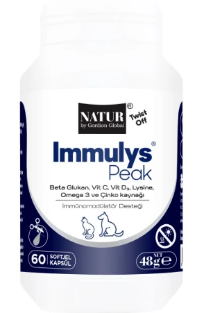 Natur Immulys Peak 60 Soft Jel Kapsül Kedi ve Köpek Bağışıklık Güçlendirici (Göz Akıntısı ve L-Lizin) ürün görseli 1