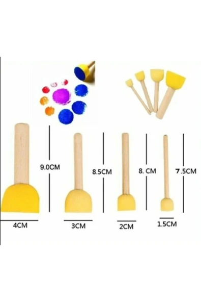 C&F-HOBBY Sünger Ponpon Fırça Tampon Fırça Seti 4'lü ürün görseli 1