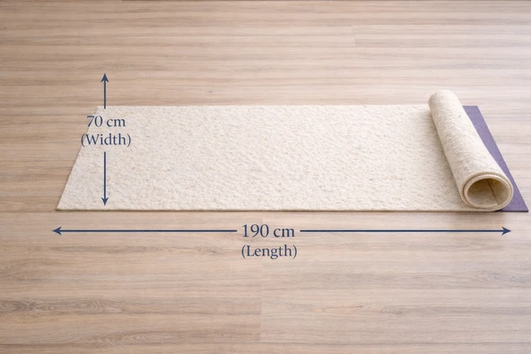 Doğal Yün Keçe Kamp Matı , Yoga Matı 70x190 cm Meditasyon Matı Yatak Pedi ürün görseli 1