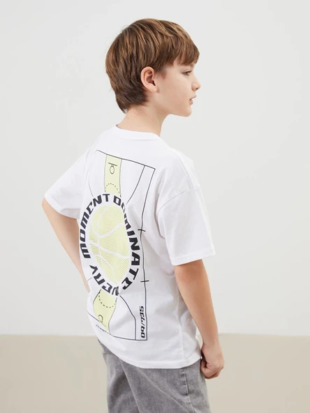 LCW Kids Beyaz Bisiklet Yaka Erkek Çocuk Tişört ürün görseli 1