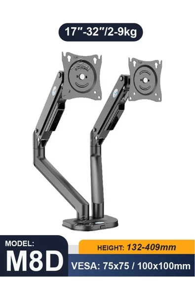 17-32 İnç Dual Monitör Standı Çift Kol Hareketli Monitör Tutucu 2-9 Kg ürün görseli 1