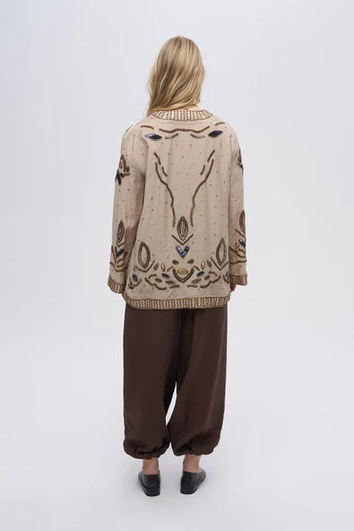 Kadın İşlemeli Ve Pul Detaylı Kimono - Resim 10