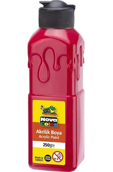 Kırmızı Akrilik Boya 250 gr 1 Adet Su Bazlı Akrilik Boyası Hobi Sanatsal Boy Tuval Ahşap Metal ürün görseli 1