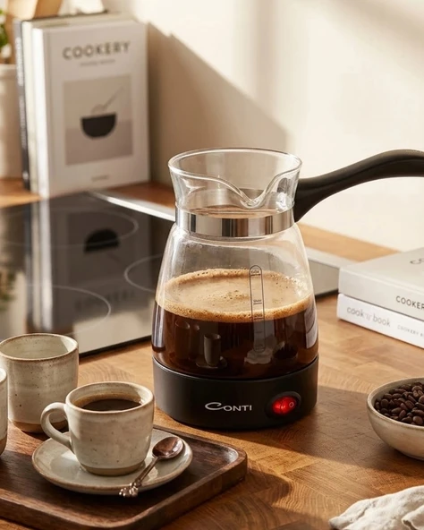 Cam Kahve Makinesi 650W 0.5 Litre 5 Fincan Kapasiteli Elektrikli Türk Kahvesi Makinesi ürün görseli 1