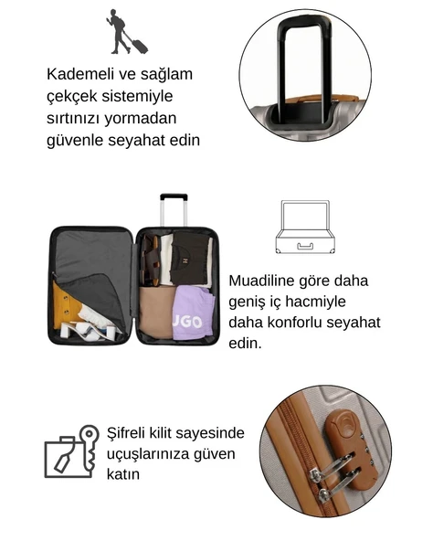 Orta Boy Valiz + Makyaj Çanta Taş-Taba 1167 - Resim 9