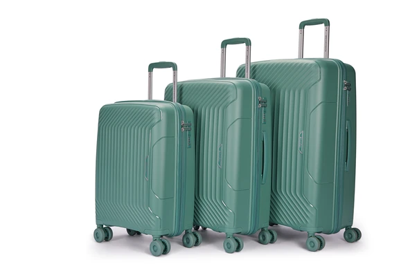 Benetton 3'lü Set Büyük Orta Ve Kabin Boy %100 Polipropilen Valiz Yeşil 14Bnt8001 ürün görseli 1
