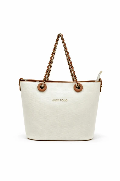 Just Polo Çapraz Askılı Kadın Çantası Beyaz-Taba  6054 ürün görseli 1