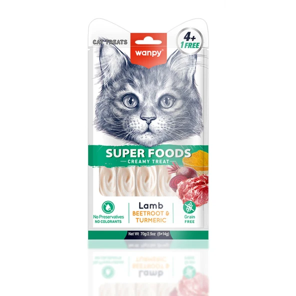 Wanpy Pancarlı Kuzulu Krema Kedi Ödülü 5x14 Gr ürün görseli 1